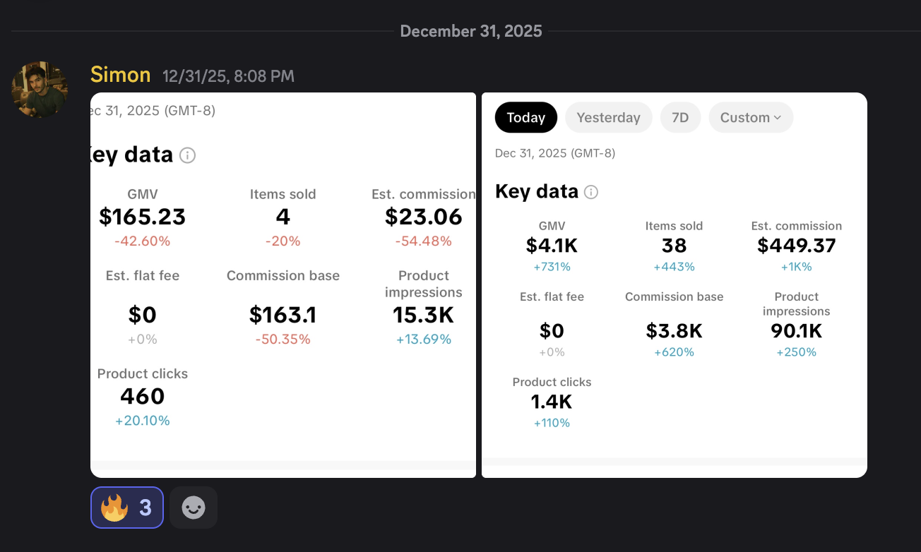 Simon's TikTok Shop Results - $30K+ GMV